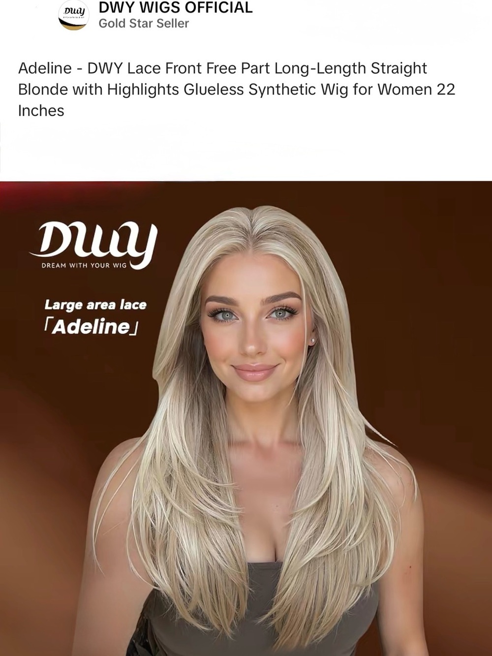 Adeline Lace Front Long Straight Wig — Blonde with Highlights